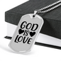 God is Love Heart Necklace Stainless Steel or 18k Gold Dog Tag 24" Chain-Express Your Love Gifts