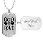 God is Love Heart Necklace Stainless Steel or 18k Gold Dog Tag 24" Chain-Express Your Love Gifts