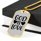 God is Love Heart Necklace Stainless Steel or 18k Gold Dog Tag 24" Chain-Express Your Love Gifts
