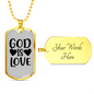 God is Love Heart Necklace Stainless Steel or 18k Gold Dog Tag 24" Chain-Express Your Love Gifts