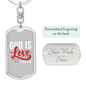 God Is Love Hearts Christian Keychain Stainless Steel or 18k Gold Dog Tag Keyring-Express Your Love Gifts