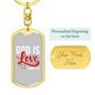 God Is Love Hearts Christian Keychain Stainless Steel or 18k Gold Dog Tag Keyring-Express Your Love Gifts