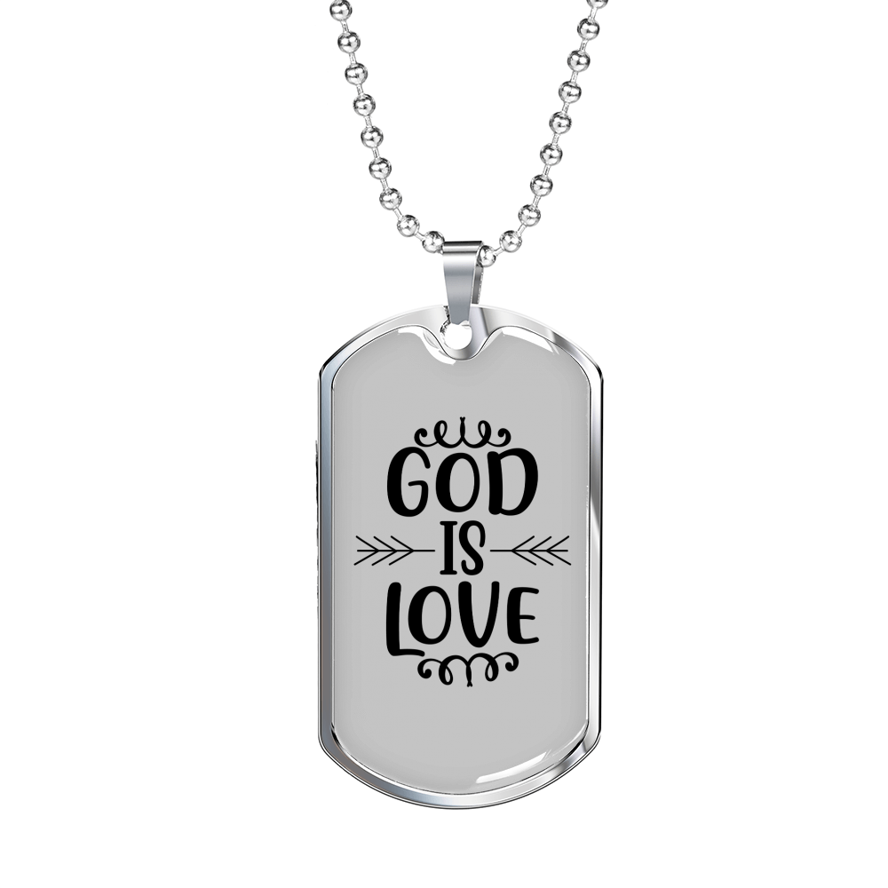 God Is Love Necklace Stainless Steel or 18k Gold Dog Tag 24" Chain-Express Your Love Gifts