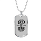 God Is Love Necklace Stainless Steel or 18k Gold Dog Tag 24" Chain-Express Your Love Gifts
