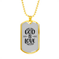 God Is Love Necklace Stainless Steel or 18k Gold Dog Tag 24" Chain-Express Your Love Gifts