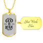 God Is Love Necklace Stainless Steel or 18k Gold Dog Tag 24" Chain-Express Your Love Gifts
