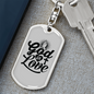 God Is Love Pray Christian Keychain Stainless Steel or 18k Gold Dog Tag Keyring-Express Your Love Gifts