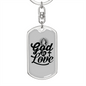 God Is Love Pray Christian Keychain Stainless Steel or 18k Gold Dog Tag Keyring-Express Your Love Gifts