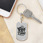 God Is Love Pray Christian Keychain Stainless Steel or 18k Gold Dog Tag Keyring-Express Your Love Gifts