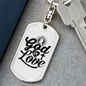 God Is Love Pray Keychain Stainless Steel or 18k Gold Dog Tag Keyring-Express Your Love Gifts