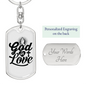 God Is Love Pray Keychain Stainless Steel or 18k Gold Dog Tag Keyring-Express Your Love Gifts