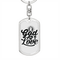 God Is Love Pray Keychain Stainless Steel or 18k Gold Dog Tag Keyring-Express Your Love Gifts