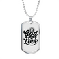 God Is Love Pray Necklace Stainless Steel or 18k Gold Dog Tag 24" Chain-Express Your Love Gifts