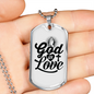 God Is Love Pray Necklace Stainless Steel or 18k Gold Dog Tag 24" Chain-Express Your Love Gifts