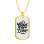 God Is Love Pray Necklace Stainless Steel or 18k Gold Dog Tag 24" Chain-Express Your Love Gifts