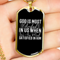 God Is Most Glorified White Necklace Stainless Steel or 18k Gold Dog Tag 24" Chain-Express Your Love Gifts