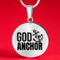 God Is My Anchor Necklace Circle Pendant Stainless Steel or 18k Gold 18-22"-Express Your Love Gifts