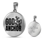 God Is My Anchor Necklace Circle Pendant Stainless Steel or 18k Gold 18-22"-Express Your Love Gifts