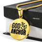 God Is My Anchor Necklace Circle Pendant Stainless Steel or 18k Gold 18-22"-Express Your Love Gifts