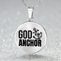 God Is My Anchor Necklace Circle Pendant Stainless Steel or 18k Gold 18-22"-Express Your Love Gifts