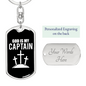 God Is My Captain Cross Christian Keychain Stainless Steel or 18k Gold Dog Tag Keyring-Express Your Love Gifts