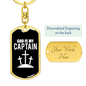 God Is My Captain Cross Christian Keychain Stainless Steel or 18k Gold Dog Tag Keyring-Express Your Love Gifts
