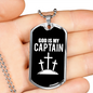 God Is My Captain Necklace Stainless Steel or 18k Gold Dog Tag 24" Chain-Express Your Love Gifts