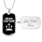 God Is My Captain Necklace Stainless Steel or 18k Gold Dog Tag 24" Chain-Express Your Love Gifts