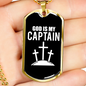 God Is My Captain Necklace Stainless Steel or 18k Gold Dog Tag 24" Chain-Express Your Love Gifts