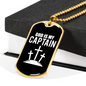 God Is My Captain Necklace Stainless Steel or 18k Gold Dog Tag 24" Chain-Express Your Love Gifts