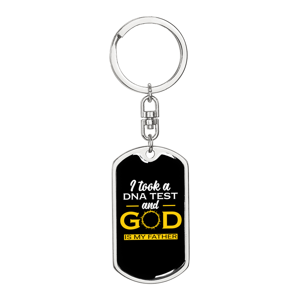 God Is My Father Keychain Stainless Steel or 18k Gold Dog Tag Keyring-Express Your Love Gifts