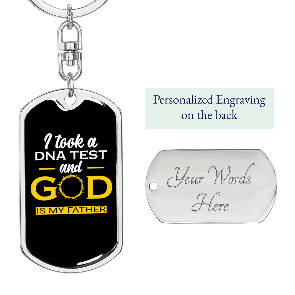 God Is My Father Keychain Stainless Steel or 18k Gold Dog Tag Keyring-Express Your Love Gifts