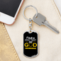 God Is My Father Keychain Stainless Steel or 18k Gold Dog Tag Keyring-Express Your Love Gifts