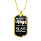 God Is My Refuge Christian Gift Necklace Stainless Steel or 18k Gold Dog Tag 24"-Express Your Love Gifts