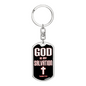 God Is My Salvation Swivel Keychain Dog Tag Stainless Steel or 18k Gold-Express Your Love Gifts