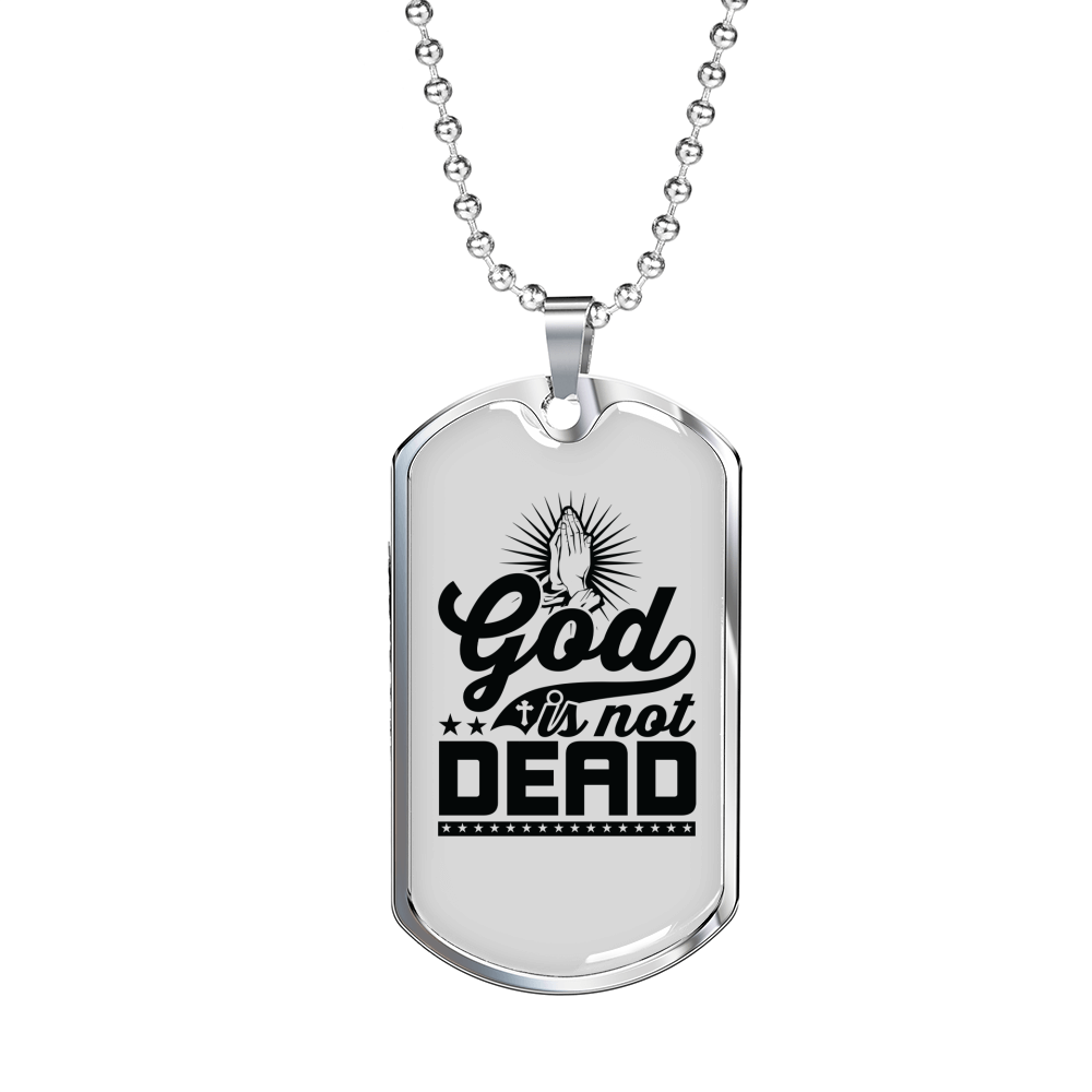 God Is Not Dead Necklace Stainless Steel or 18k Gold Dog Tag 24" Chain-Express Your Love Gifts