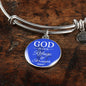 God Is Our Refuge And Strength Psalm 46:1 Circle Pendant Bangle Stainless Steel or 18k Gold 18-22"-Express Your Love Gifts