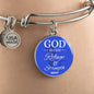 God Is Our Refuge And Strength Psalm 46:1 Circle Pendant Bangle Stainless Steel or 18k Gold 18-22"-Express Your Love Gifts
