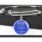 God Is Our Refuge And Strength Psalm 46:1 Circle Pendant Bangle Stainless Steel or 18k Gold 18-22"-Express Your Love Gifts