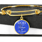 God Is Our Refuge And Strength Psalm 46:1 Circle Pendant Bangle Stainless Steel or 18k Gold 18-22"-Express Your Love Gifts