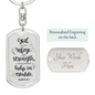 God Is Our Refuge Christian Keychain Stainless Steel or 18k Gold Dog Tag Keyring-Express Your Love Gifts