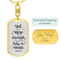 God Is Our Refuge Christian Keychain Stainless Steel or 18k Gold Dog Tag Keyring-Express Your Love Gifts