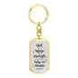 God Is Our Refuge Christian Keychain Stainless Steel or 18k Gold Dog Tag Keyring-Express Your Love Gifts