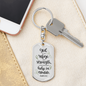 God Is Our Refuge Christian Keychain Stainless Steel or 18k Gold Dog Tag Keyring-Express Your Love Gifts