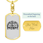 God Is Patient Christian Keychain Stainless Steel or 18k Gold Dog Tag Keyring-Express Your Love Gifts