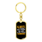 God Is Present Christian Keychain Stainless Steel or 18k Gold Dog Tag Keyring-Express Your Love Gifts