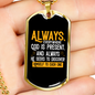 God Is Present Necklace Stainless Steel or 18k Gold Dog Tag 24" Chain-Express Your Love Gifts