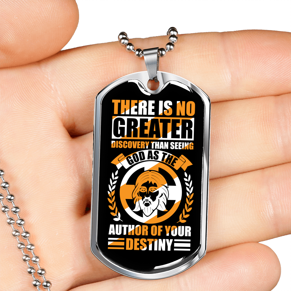 God Is The Author Necklace Stainless Steel or 18k Gold Dog Tag 24" Chain-Express Your Love Gifts