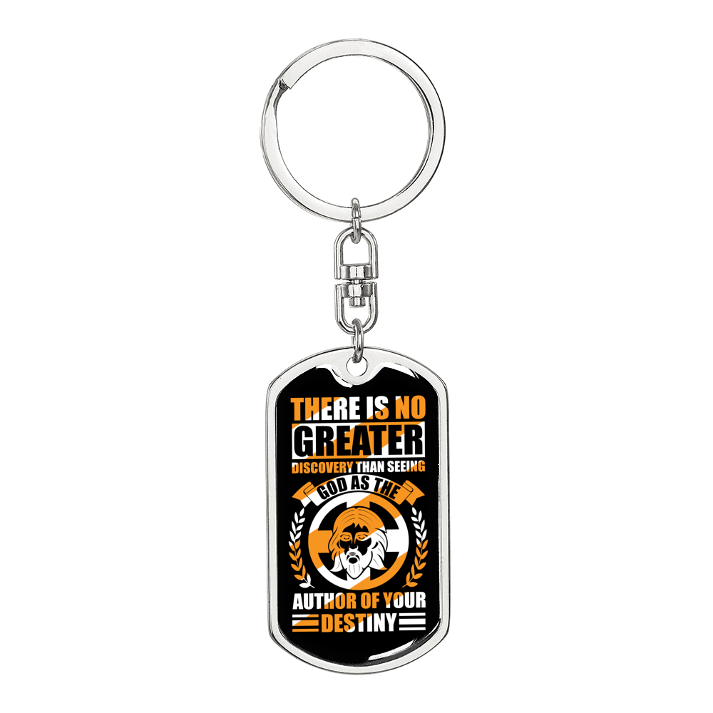 God Is The Author Of Your Destiny Keychain Stainless Steel or 18k Gold Dog Tag Keyring-Express Your Love Gifts