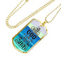 God Is With Me Refuse To Sink Necklace Stainless Steel or 18k Gold Dog Tag 24" Chain-Express Your Love Gifts